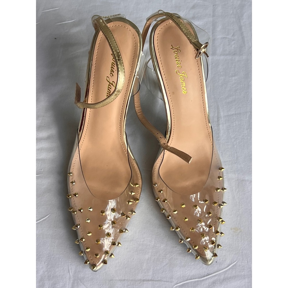 Louise James clear pvc gold stud size 7